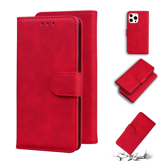 For iPhone 13 Pro Skin Feel Pure Color Horizontal Flip Leather Case with Holder & Card Slots & Wallet (Red) - iPhone 13 Pro Cases by buy2fix | Online Shopping UK | buy2fix