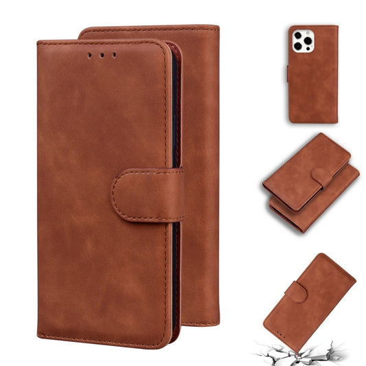 For iPhone 13 Pro Skin Feel Pure Color Horizontal Flip Leather Case with Holder & Card Slots & Wallet (Brown) - iPhone 13 Pro Cases by buy2fix | Online Shopping UK | buy2fix