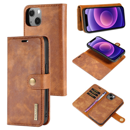 For iPhone 13 DG.MING Crazy Horse Texture Flip Detachable Magnetic Leather Case with Holder & Card Slots & Wallet(Brown) - iPhone 13 Cases by DG.MING | Online Shopping UK | buy2fix