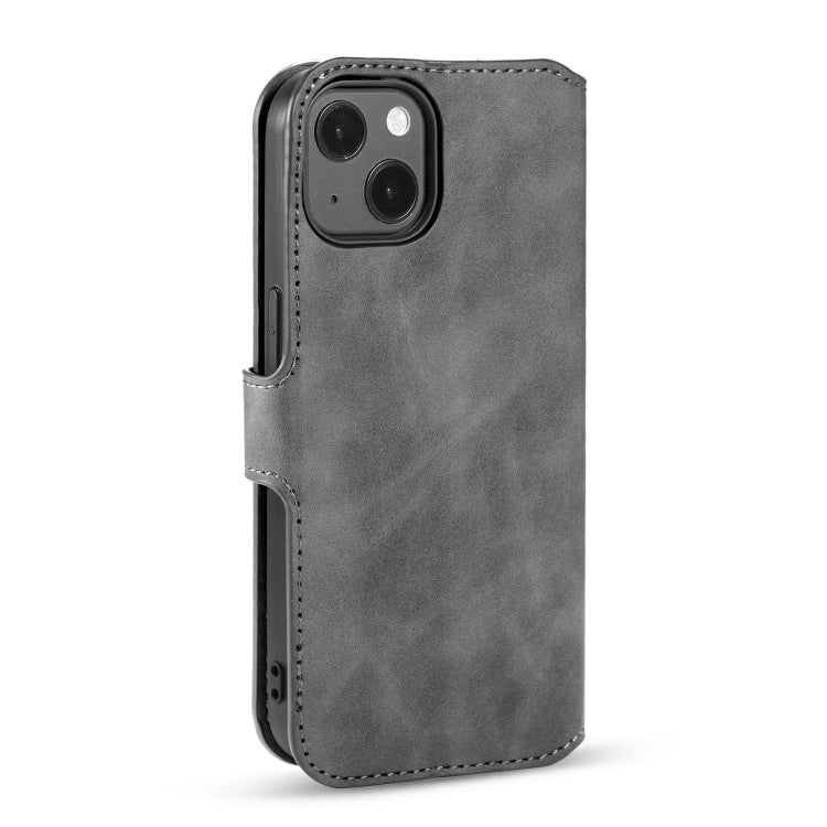 For iPhone 13 DG.MING Retro Oil Side Horizontal Flip Leather Case with Holder & Card Slots & Wallet(Grey) - iPhone 13 Cases by DG.MING | Online Shopping UK | buy2fix