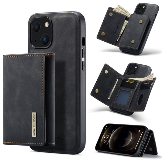 For iPhone 13 mini DG.MING M1 Series 3-Fold Multi Card Wallet Shockproof Case with Holder Function (Black) - iPhone 13 mini Cases by DG.MING | Online Shopping UK | buy2fix