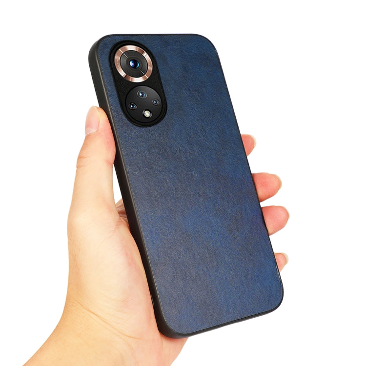 For Honor 50 Accurate Hole Two-color Calf Texture Shockproof Case(Blue) - Honor Cases by buy2fix | Online Shopping UK | buy2fix