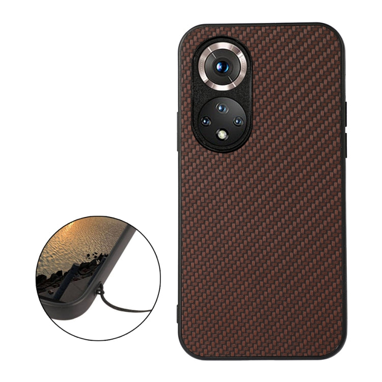 For Honor 50 Accurate Hole Carbon Fiber Texture Shockproof Case(Brown) - Honor Cases by buy2fix | Online Shopping UK | buy2fix