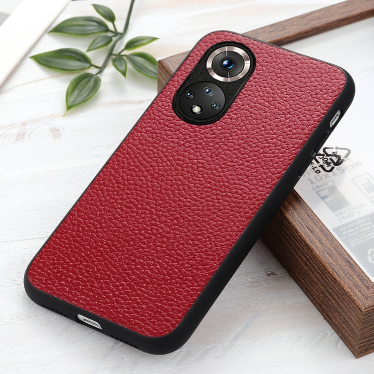 For Honor 50 Accurate Hole Litchi Texture Leather Shockproof Case(Red) - Honor Cases by buy2fix | Online Shopping UK | buy2fix