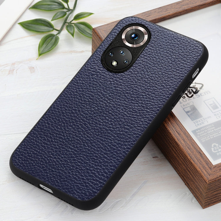 For Honor 50 Accurate Hole Litchi Texture Leather Shockproof Case(Blue) - Honor Cases by buy2fix | Online Shopping UK | buy2fix