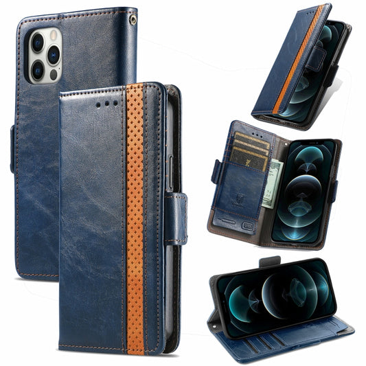 For iPhone 13 Pro Max CaseNeo Business Splicing Dual Magnetic Buckle Horizontal Flip PU Leather Case with Holder & Card Slots & Wallet  (Blue) - iPhone 13 Pro Max Cases by buy2fix | Online Shopping UK | buy2fix