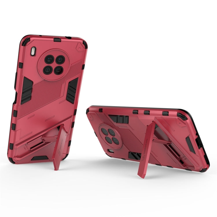 For Huawei nova 8i Foreign Version Punk Armor 2 in 1 PC + TPU Shockproof Case with Invisible Holder(Light Red) - Huawei Cases by buy2fix | Online Shopping UK | buy2fix