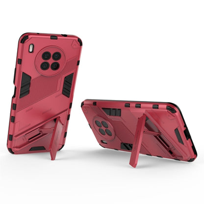 For Huawei nova 8i Foreign Version Punk Armor 2 in 1 PC + TPU Shockproof Case with Invisible Holder(Light Red) - Huawei Cases by buy2fix | Online Shopping UK | buy2fix