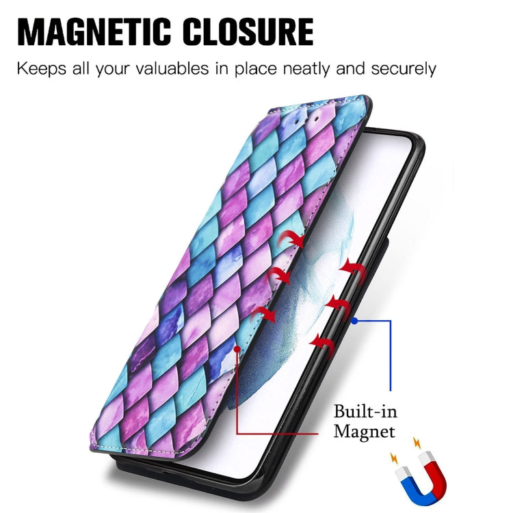 For Samsung Galaxy S21+ 5G Colorful Magnetic Horizontal Flip PU Leather Case with Holder & Card Slot & Wallet(Purple Scales) - Galaxy S21+ 5G Cases by buy2fix | Online Shopping UK | buy2fix