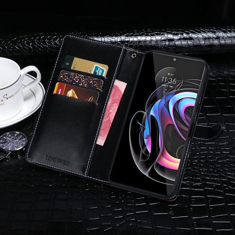 For Motorola Edge 20 Pro idewei Crocodile Texture Horizontal Flip Leather Case with Holder & Card Slots & Wallet(Black) - Motorola Cases by idewei | Online Shopping UK | buy2fix