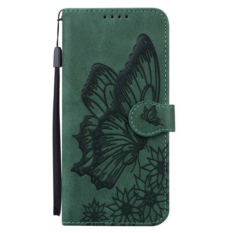 For iPhone 13 Retro Skin Feel Butterflies Embossing Horizontal Flip Leather Case with Holder & Card Slots & Wallet(Green) - iPhone 13 Cases by buy2fix | Online Shopping UK | buy2fix