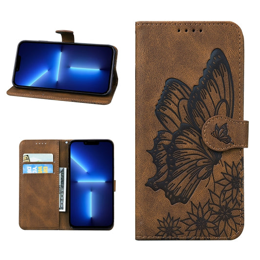 For iPhone 13 Pro Max Retro Skin Feel Butterflies Embossing Horizontal Flip Leather Case with Holder & Card Slots & Wallet (Brown) - iPhone 13 Pro Max Cases by buy2fix | Online Shopping UK | buy2fix