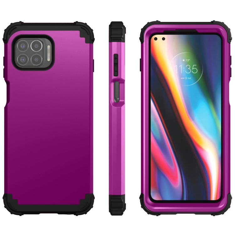 For Motorola Moto G 5G Plus 3 in 1 Shockproof PC + Silicone Protective Case(Dark Purple + Black) - Motorola Cases by buy2fix | Online Shopping UK | buy2fix