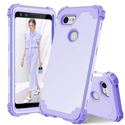 For Google Pixel 3 3 in 1 Shockproof PC + Silicone Protective Case(Purple) - Google Cases by buy2fix | Online Shopping UK | buy2fix