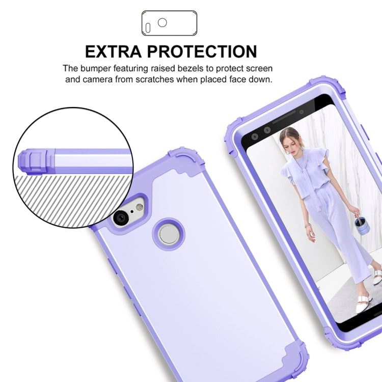 For Google Pixel 3 3 in 1 Shockproof PC + Silicone Protective Case(Purple) - Google Cases by buy2fix | Online Shopping UK | buy2fix