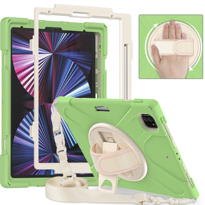 For iPad Pro 12.9 2022 / 2021/ 2020 / 2018  Silicone + PC Protective Tablet Case with Holder & Shoulder Strap(Matcha Green) - iPad Pro 12.9 (2022/2021) Cases by buy2fix | Online Shopping UK | buy2fix