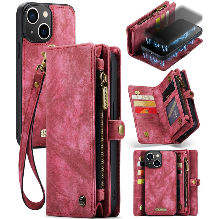 For iPhone 13 CaseMe-008 Detachable Multifunctional Horizontal Flip Leather Case with Card Slot & Holder & Zipper Wallet & Photo Frame(Red) - iPhone 13 Cases by CaseMe | Online Shopping UK | buy2fix