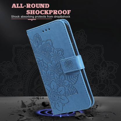 7-petal Flowers Embossing Pattern Horizontal Flip PU Leather Case with Holder & Card Slots & Wallet & Photo Frame For Motorola Moto G30 / G10 / G10 Power / G20(Blue) - Motorola Cases by buy2fix | Online Shopping UK | buy2fix