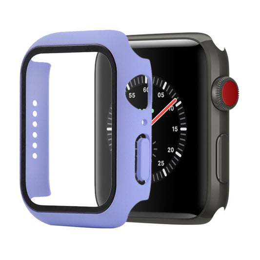 Shockproof PC+Tempered Glass Protective Case with Packed Carton For Apple Watch Series 3 & 2 & 1 42mm(Light Purple) - Watch Cases by buy2fix | Online Shopping UK | buy2fix