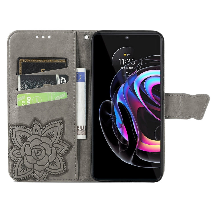 Butterfly Love Flowers Embossed Horizontal Flip Leather Case with Holder & Card Slots & Wallet & Lanyard For Motorola Edge 20 Pro(Gray) - Motorola Cases by buy2fix | Online Shopping UK | buy2fix