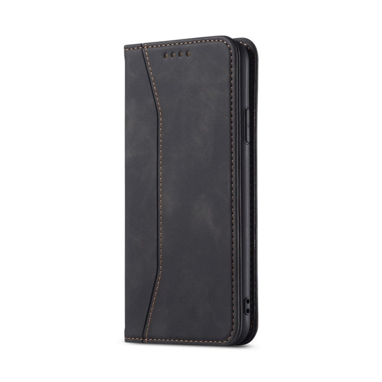 For iPhone 13 Pro Max Skin-feel Calfskin Texture Magnetic Dual-Fold Horizontal Flip Leather Case with Holder & Card Slots & Wallet (Black) - iPhone 13 Pro Max Cases by buy2fix | Online Shopping UK | buy2fix