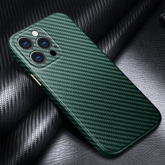 For iPhone 13 Pro R-JUST Carbon Fiber Leather Texture All-inclusive Shockproof Back Cover Case (Green) - iPhone 13 Pro Cases by R-JUST | Online Shopping UK | buy2fix