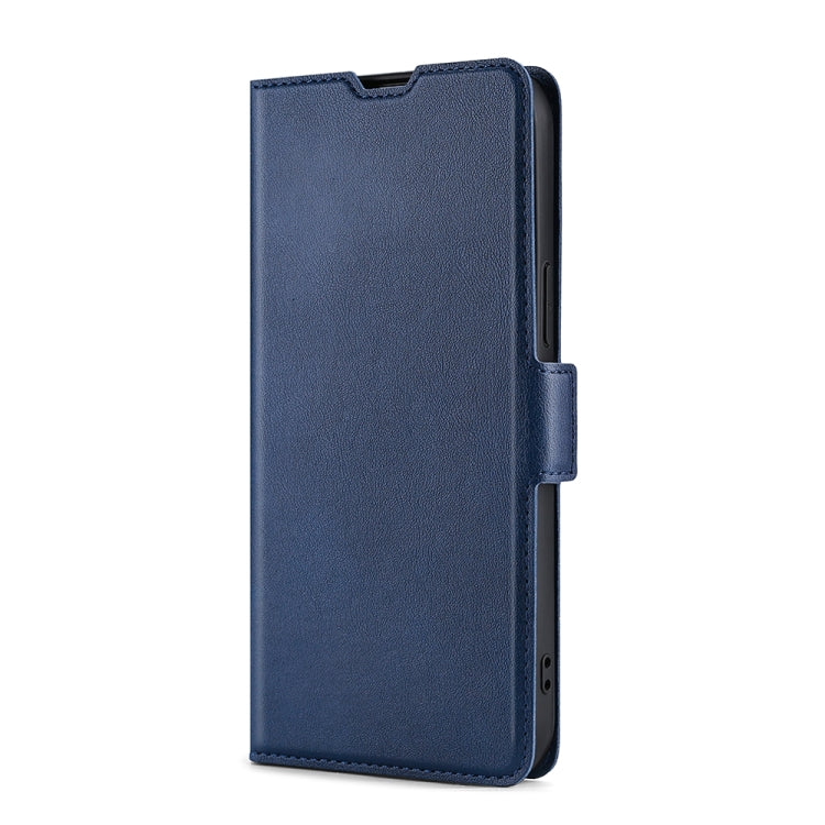 For iPhone 13 Ultra-thin Voltage Side Buckle PU + TPU Horizontal Flip Leather Case with Holder & Card Slot(Blue) - iPhone 13 Cases by buy2fix | Online Shopping UK | buy2fix