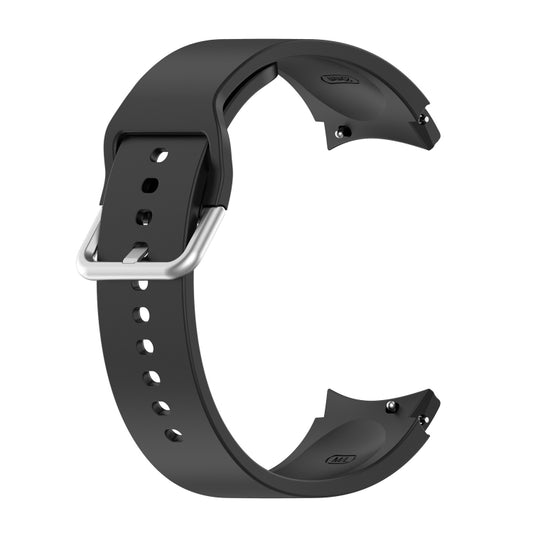 For Samung Galaxy Watch4 40mm / 44mm Silicone Silver Round Buckle Watch Band(Black) - Watch Bands by buy2fix | Online Shopping UK | buy2fix