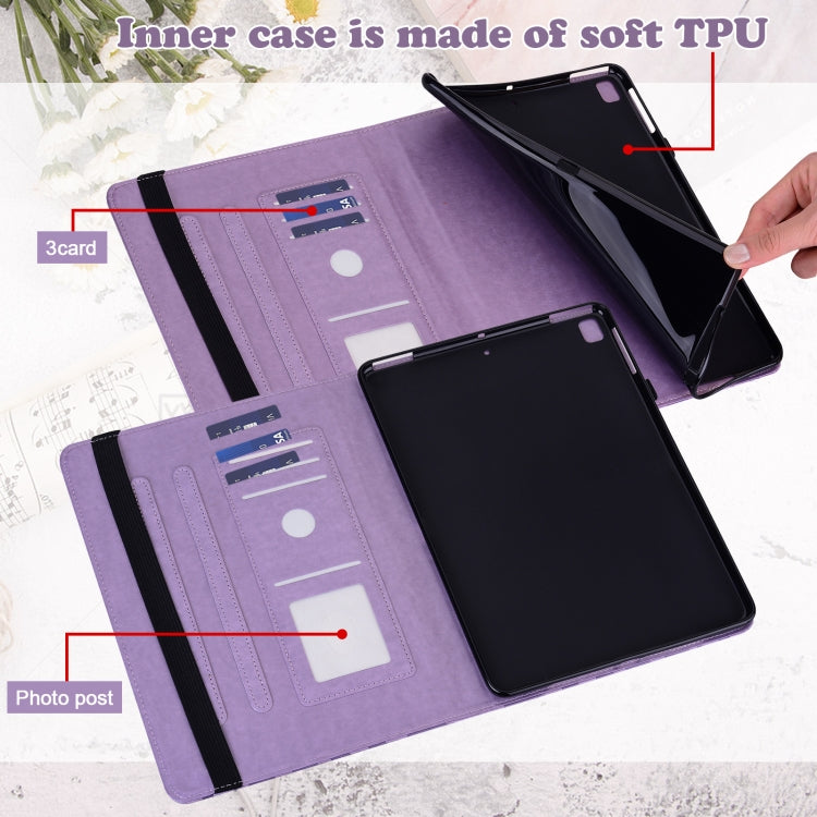 Tree & Deer Pattern Pressed Printing Horizontal Flip PU Leather Case with Holder & Card Slots & Sleep / Wake-up Function For Samsung Galaxy Tab S6 Lite(Purple) - Tab S6 Lite P610 / P615 by buy2fix | Online Shopping UK | buy2fix