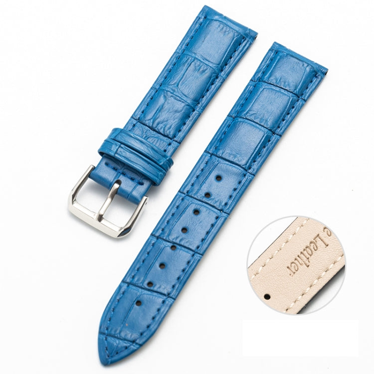 20mm Two-layer Cowhide Leather Bamboo Joint Texture Watch Band(Blue) - Watch Bands by buy2fix | Online Shopping UK | buy2fix