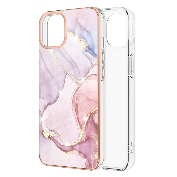 For iPhone 13 Pro Max Electroplating Marble Pattern Dual-side IMD TPU Shockproof Case (Rose Gold 005) - iPhone 13 Pro Max Cases by buy2fix | Online Shopping UK | buy2fix