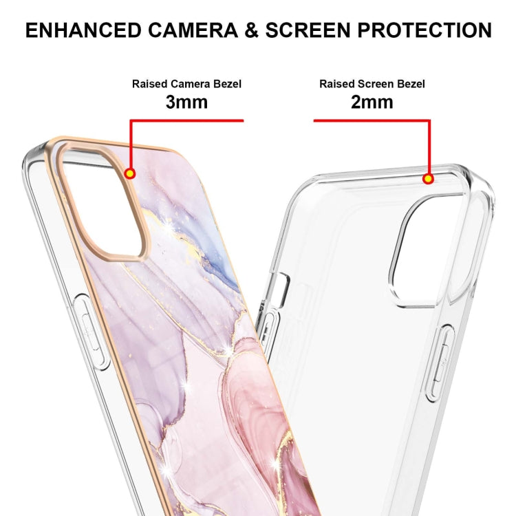 For iPhone 13 Pro Max Electroplating Marble Pattern Dual-side IMD TPU Shockproof Case (Rose Gold 005) - iPhone 13 Pro Max Cases by buy2fix | Online Shopping UK | buy2fix