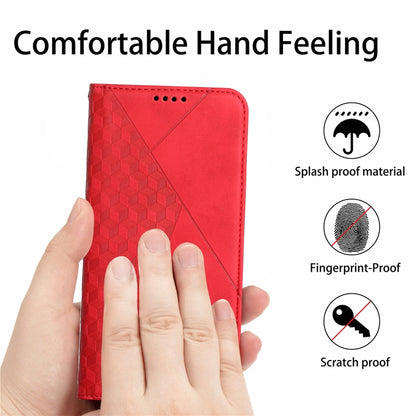 For iPhone 12 / 12 Pro Diamond Pattern Splicing Skin Feel Magnetic Horizontal Flip Leather Case with Card Slots & Holder & Wallet(Red) - iPhone 12 / 12 Pro Cases by buy2fix | Online Shopping UK | buy2fix