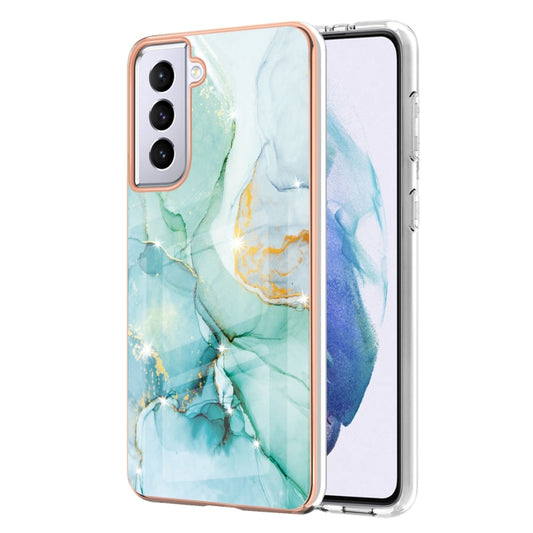 For Samsung Galaxy S21 5G Electroplating Marble Pattern Dual-side IMD TPU Shockproof Case(Green 003) - Galaxy S21 5G Cases by buy2fix | Online Shopping UK | buy2fix
