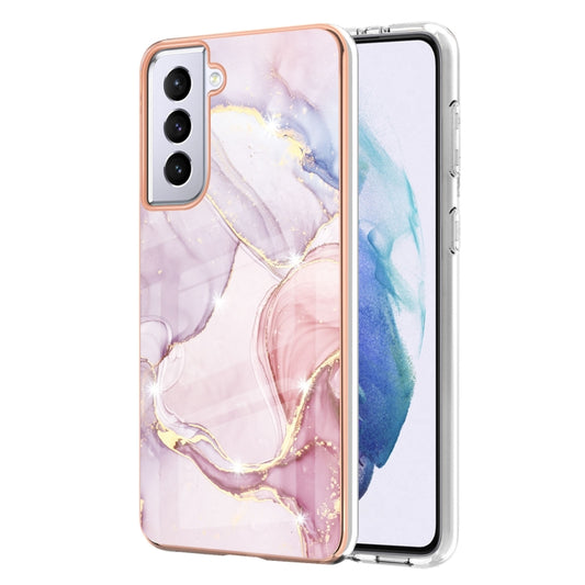 For Samsung Galaxy S21 5G Electroplating Marble Pattern Dual-side IMD TPU Shockproof Case(Rose Gold 005) - Galaxy S21 5G Cases by buy2fix | Online Shopping UK | buy2fix