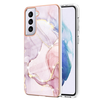 For Samsung Galaxy S21+ 5G Electroplating Marble Pattern Dual-side IMD TPU Shockproof Case(Rose Gold 005) - Galaxy S21+ 5G Cases by buy2fix | Online Shopping UK | buy2fix