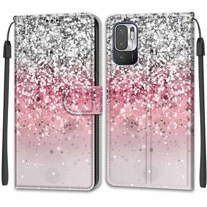 Voltage Coloured Drawing Magnetic Clasp Horizontal Flip PU Leather Case with Holder & Card Slots For Xiaomi Redmi Note 10 5G(C13 Silver Pink Glitter) - Xiaomi Cases by buy2fix | Online Shopping UK | buy2fix