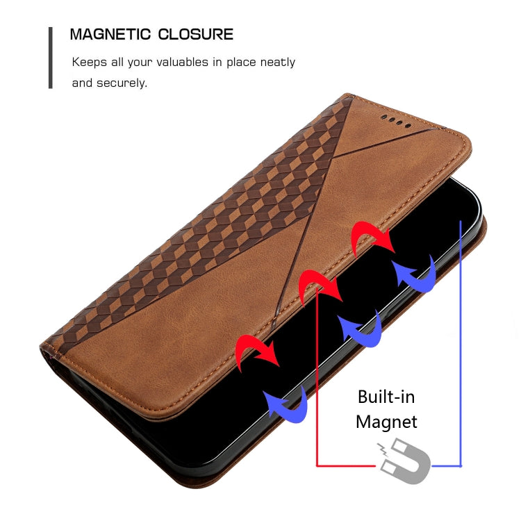 For Samsung Galaxy S21 Ultra 5G Diamond Pattern Splicing Skin Feel Magnetic Horizontal Flip Leather Case with Card Slots & Holder & Wallet(Brown) - Galaxy S21 Ultra 5G Cases by buy2fix | Online Shopping UK | buy2fix
