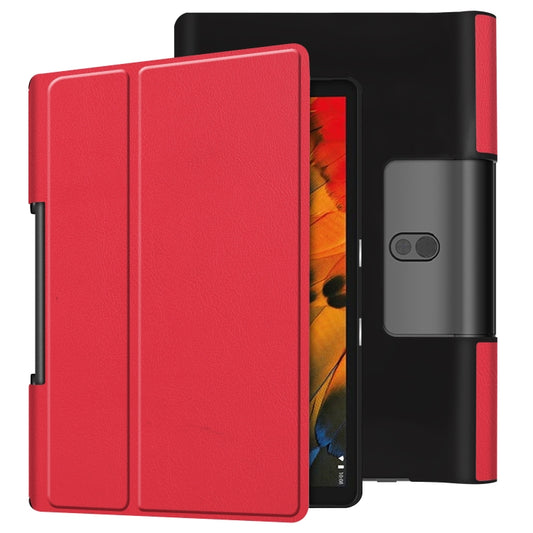 For Lenovo Yoga Smart Tab Custer Texture Horizontal Flip Leather Case with Two-folding Holder(Red) - Lenovo by buy2fix | Online Shopping UK | buy2fix