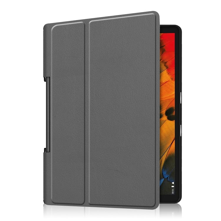 For Lenovo Yoga Smart Tab Custer Texture Horizontal Flip Leather Case with Two-folding Holder(Grey) - Lenovo by buy2fix | Online Shopping UK | buy2fix