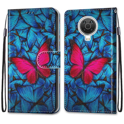 For Nokia G20 / G10 / 6.3 Coloured Drawing Cross Texture Horizontal Flip PU Leather Case with Holder & Card Slots & Wallet & Lanyard(Blue Red Butterfly) - Nokia Cases by buy2fix | Online Shopping UK | buy2fix