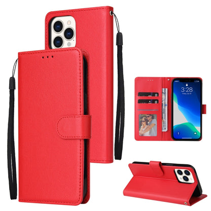 For iPhone 13 mini Multifunctional Horizontal Flip Leather Case, with Three Card Slot & Holder & Photo Frame & Lanyard (Red) - iPhone 13 mini Cases by buy2fix | Online Shopping UK | buy2fix