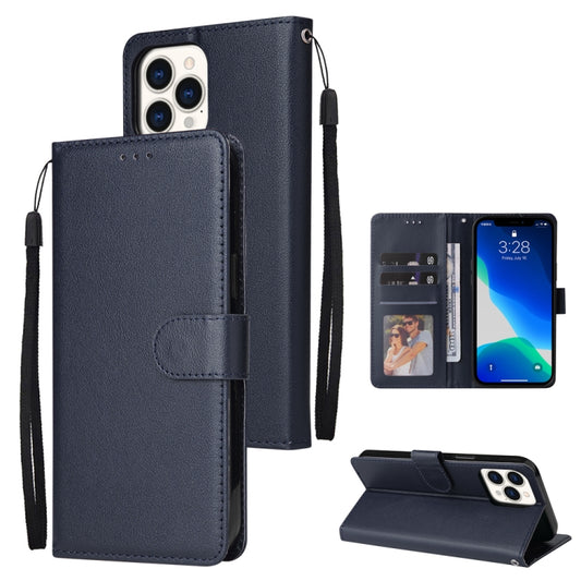 For iPhone 13 Pro Max Multifunctional Horizontal Flip Leather Case, with Three Card Slot & Holder & Photo Frame & Lanyard (Navy) - iPhone 13 Pro Max Cases by buy2fix | Online Shopping UK | buy2fix