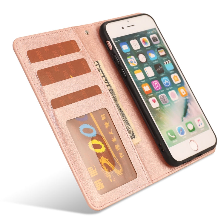 For iPhone SE 2022 / SE 2020 / 8 / 7 Ultra-thin Separable Magnetic Horizontal Flip Leather Case with Card Slot & Wallet(Pink) - iPhone SE 2022 / 2020 / 8 / 7 Cases by buy2fix | Online Shopping UK | buy2fix