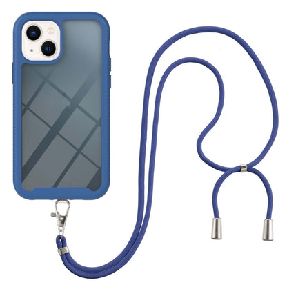 For iPhone 13 mini Starry Sky Solid Color Series Shockproof PC + TPU Protective Case with Neck Strap (Blue) - iPhone 13 mini Cases by buy2fix | Online Shopping UK | buy2fix