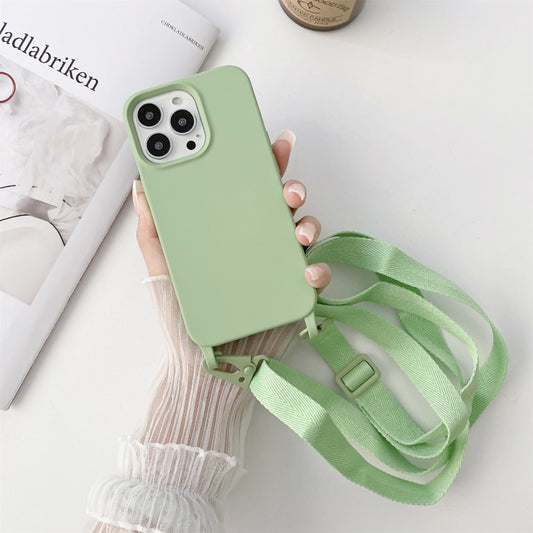 For iPhone 12 Pro Max Elastic Silicone Protective Case with Wide Neck Lanyard(Green) - iPhone 12 Pro Max Cases by buy2fix | Online Shopping UK | buy2fix