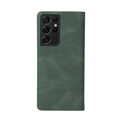 For Samsung Galaxy S21 Ultra 5G Simple Suction Closure Horizontal Flip Leather Case with Holder & Card Slot & Wallet(Green) - Galaxy S21 Ultra 5G Cases by buy2fix | Online Shopping UK | buy2fix