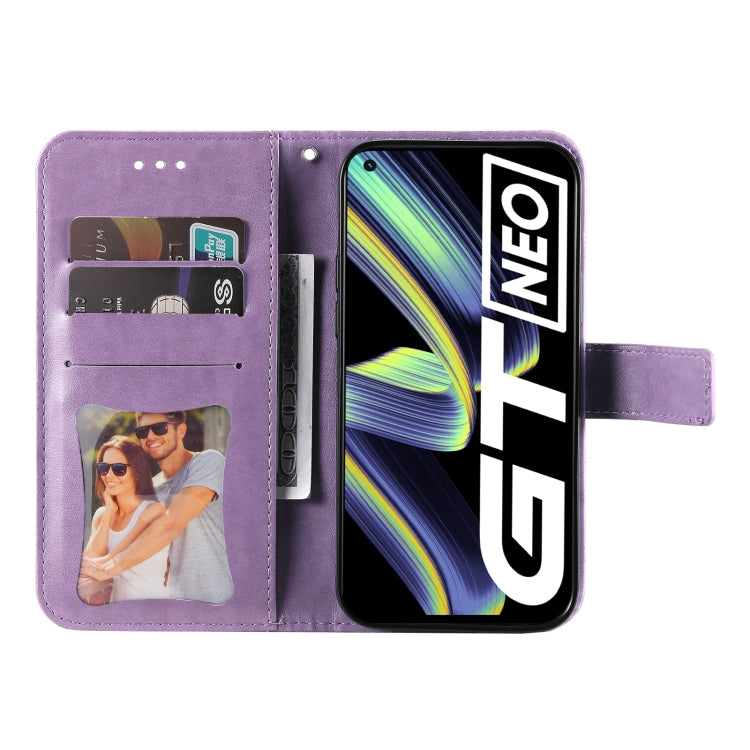 For OPPO Realme GT Master / Realme Q3 Pro 7-petal Flowers Embossing Pattern Horizontal Flip PU Leather Case with Holder & Card Slots & Wallet & Photo Frame(Light Purple) - Realme Cases by buy2fix | Online Shopping UK | buy2fix