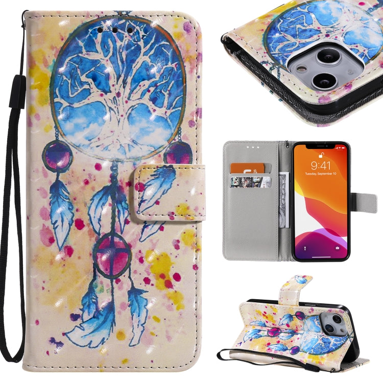 For iPhone 13 mini 3D Painted Pattern Horizontal Flip Leather Case with Holder & Card Slots & Wallet (Wind Chimes) - iPhone 13 mini Cases by buy2fix | Online Shopping UK | buy2fix