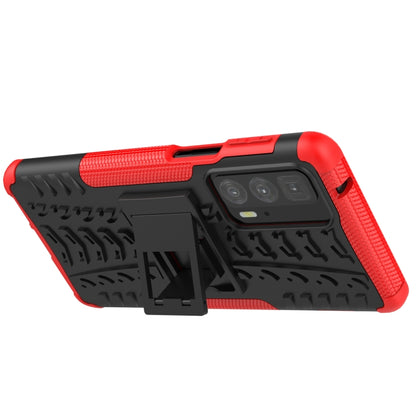 For Motorola Edge 20 Pro Tire Texture Shockproof TPU+PC Protective Case with Holder(Red) - Motorola Cases by buy2fix | Online Shopping UK | buy2fix